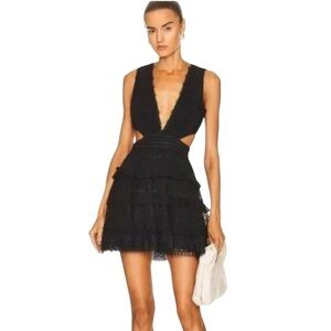 Rococo Sand- Elegant Black Lace Tiered Dress Size Small